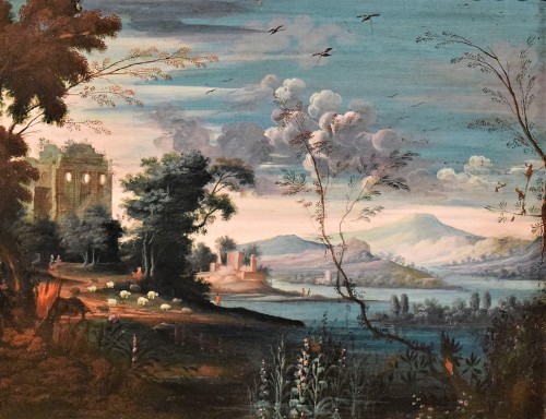 Paysage fantastique "Capriccio" école Flamande du XVIIe siècle